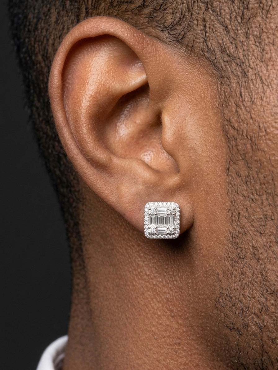 Invisible Set Baguette Moissanite Earrings