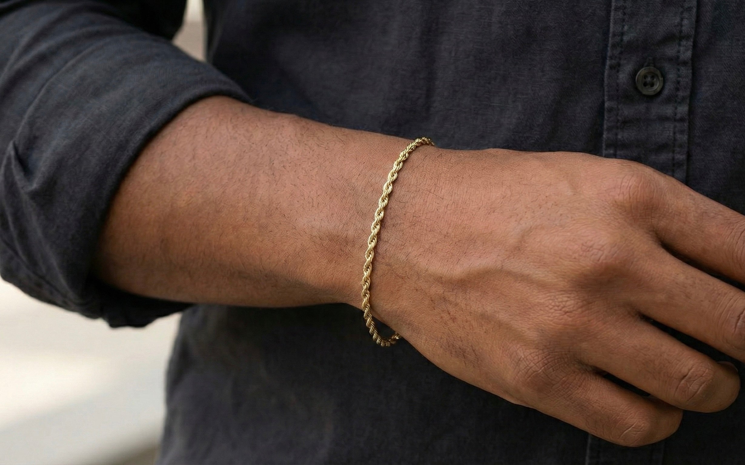 3mm Rope Bracelet in 18K Yellow Gold
