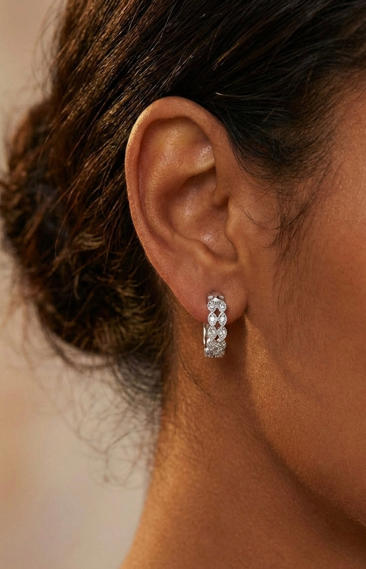 Marquee Shaped Moissanite Hoop Earrings