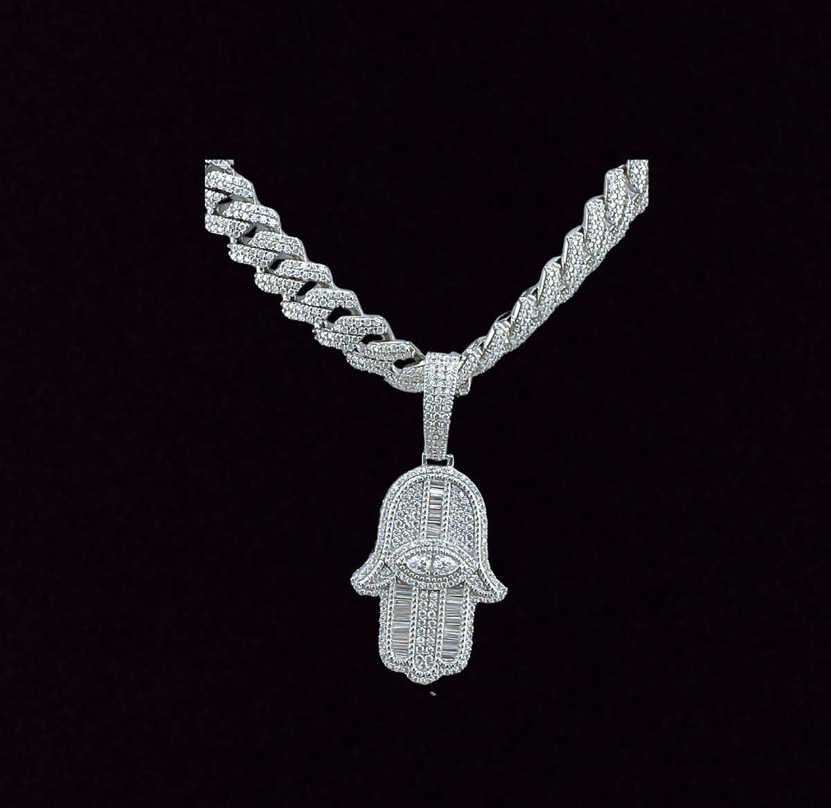 Hamsa/Fatima Hand Moissanite Pendant