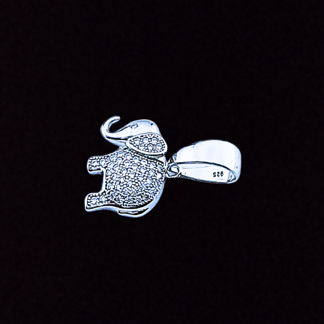 Moissanite in 925 Sterling Silver Elephant Pendant