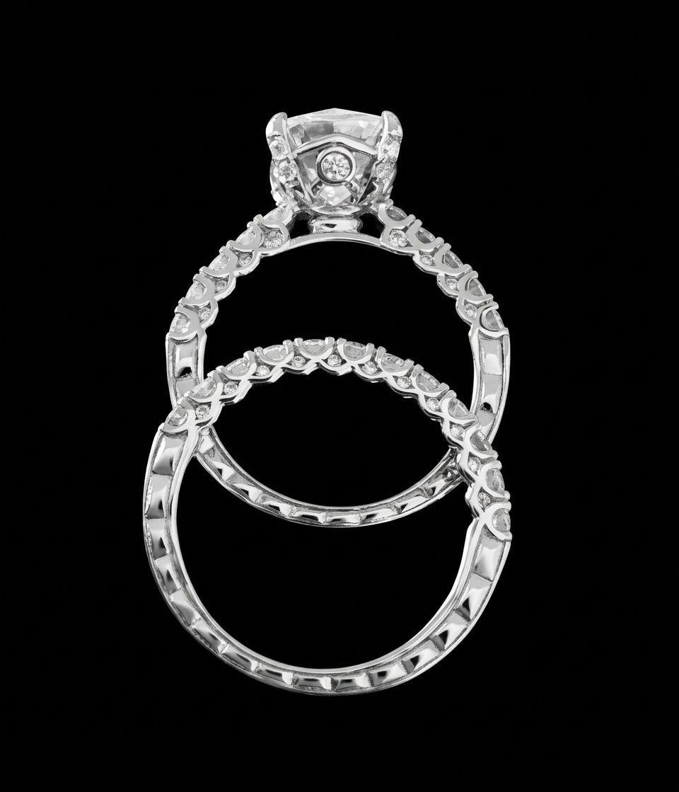 7.7ct Cushion Cut Moissanite Bridal Set