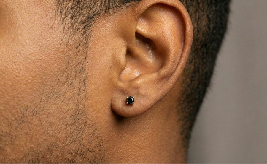 3MM (0.25Ct) Brilliant Cut Black Moissanite Stud Earrings