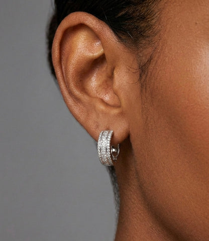Princess Cut Moissanite Huggies Hoop Earrings