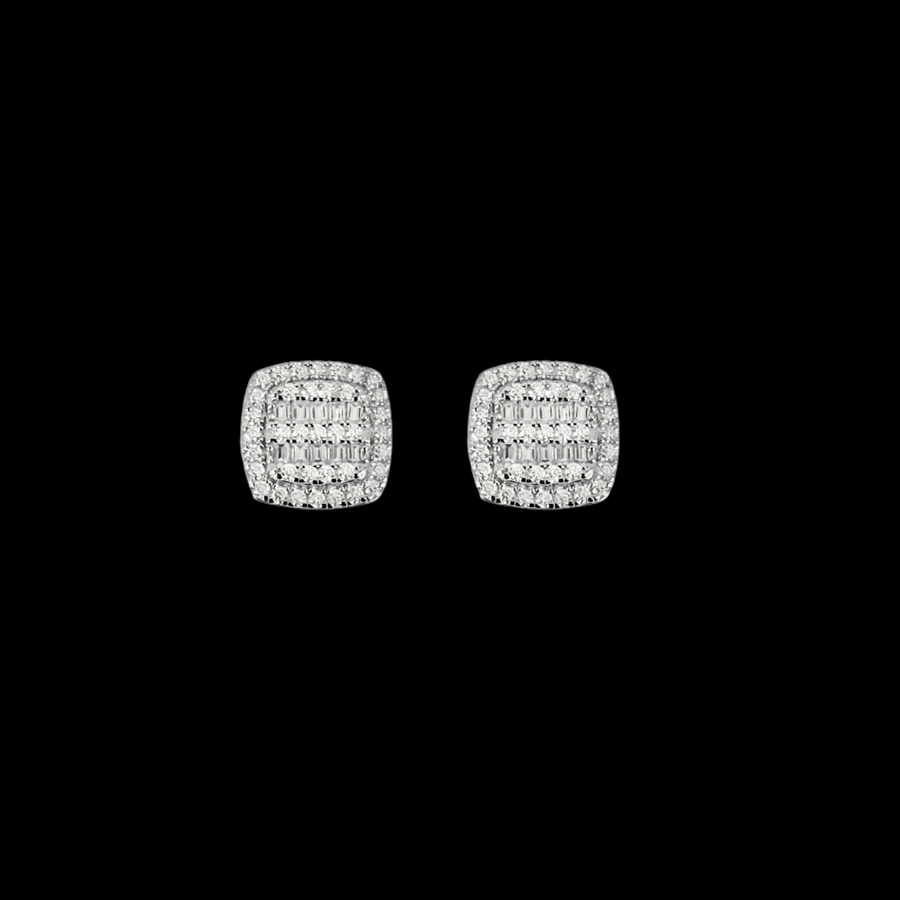 925 Sterling Silver and Moissanite Square Stud Earrings