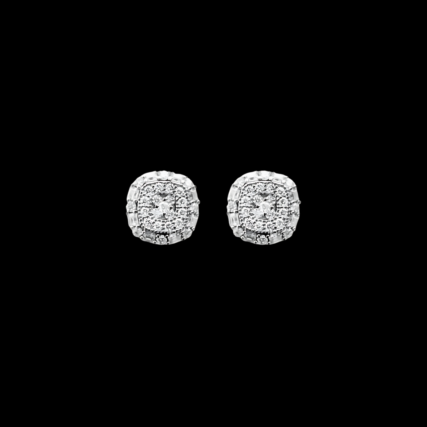 925 Sterling Silver and Moissanite Square Stud Earrings