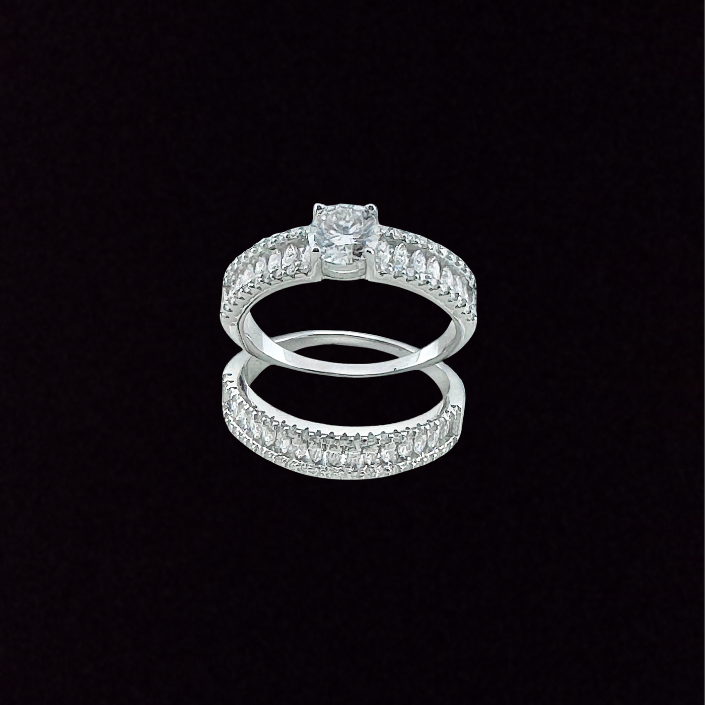 Moissanite in 925 Sterling Silver Wedding Set Ring