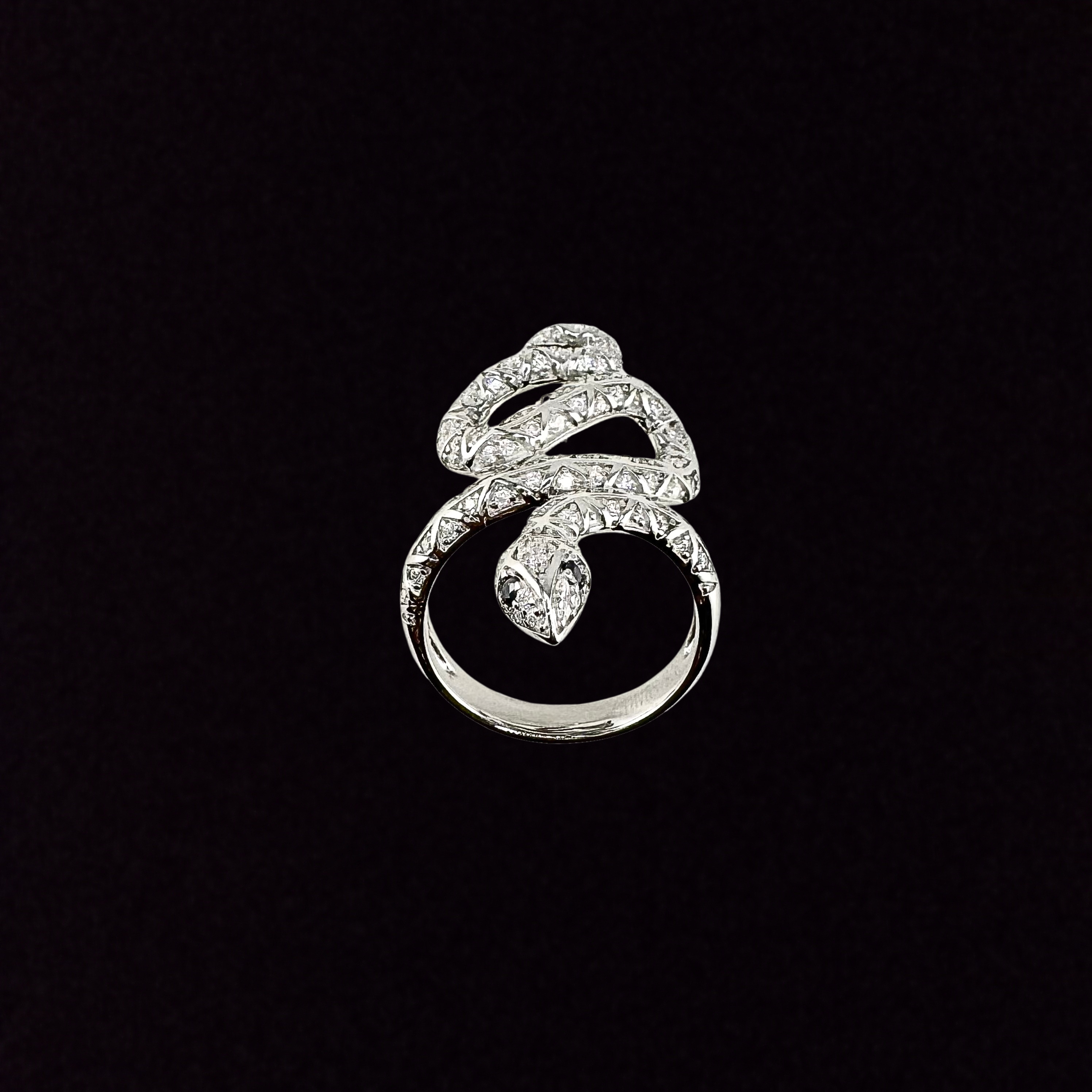 Moissanite in 925 Sterling Silver Snake Ring