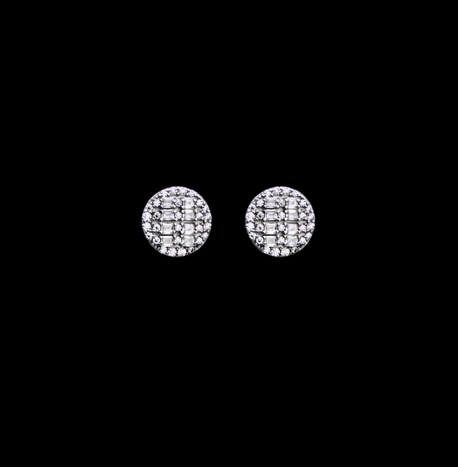 Moissanite and 925 Sterling Silver Circle Round Stud Earrings