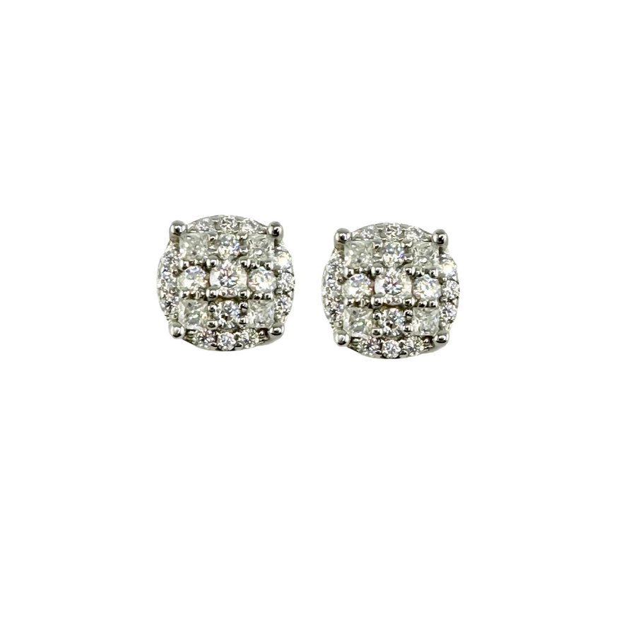 Moissanite and 925 Sterling Silver Circle Round stud Earrings