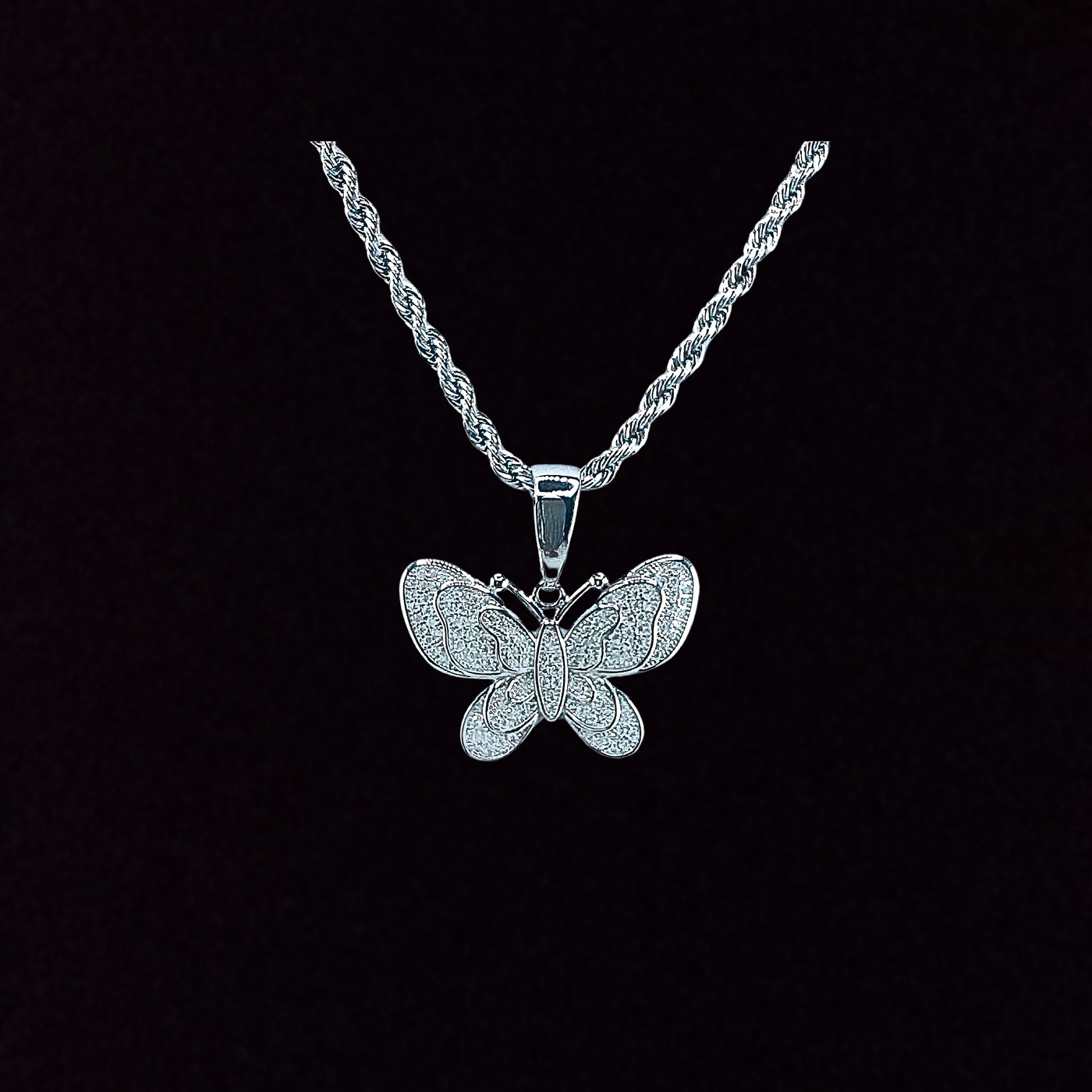 Moissanite in 925 Sterling Silver Butterfly Pendant