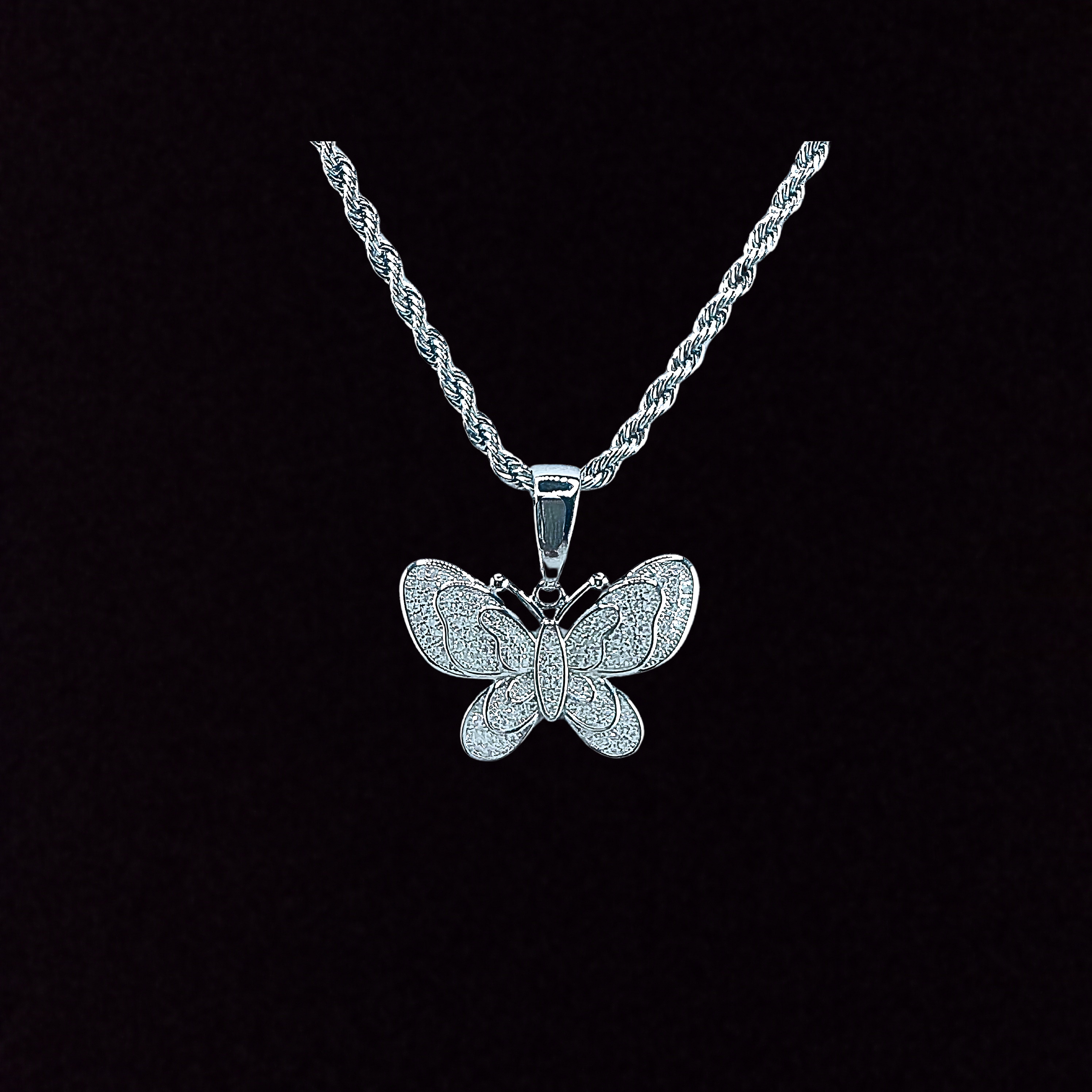 Moissanite in 925 Sterling Silver Butterfly Pendant