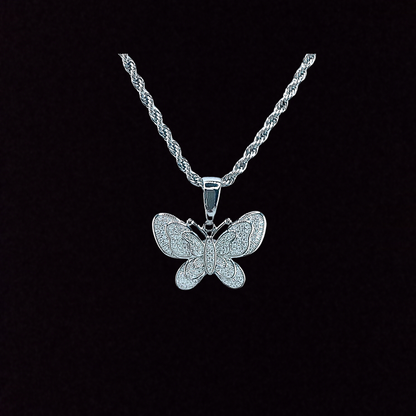 Iced Out Butterfly Moissanite Pendant
