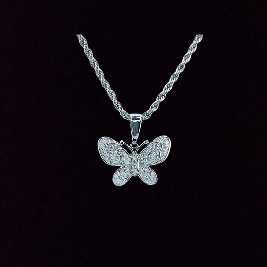 Iced Out Butterfly Moissanite Pendant