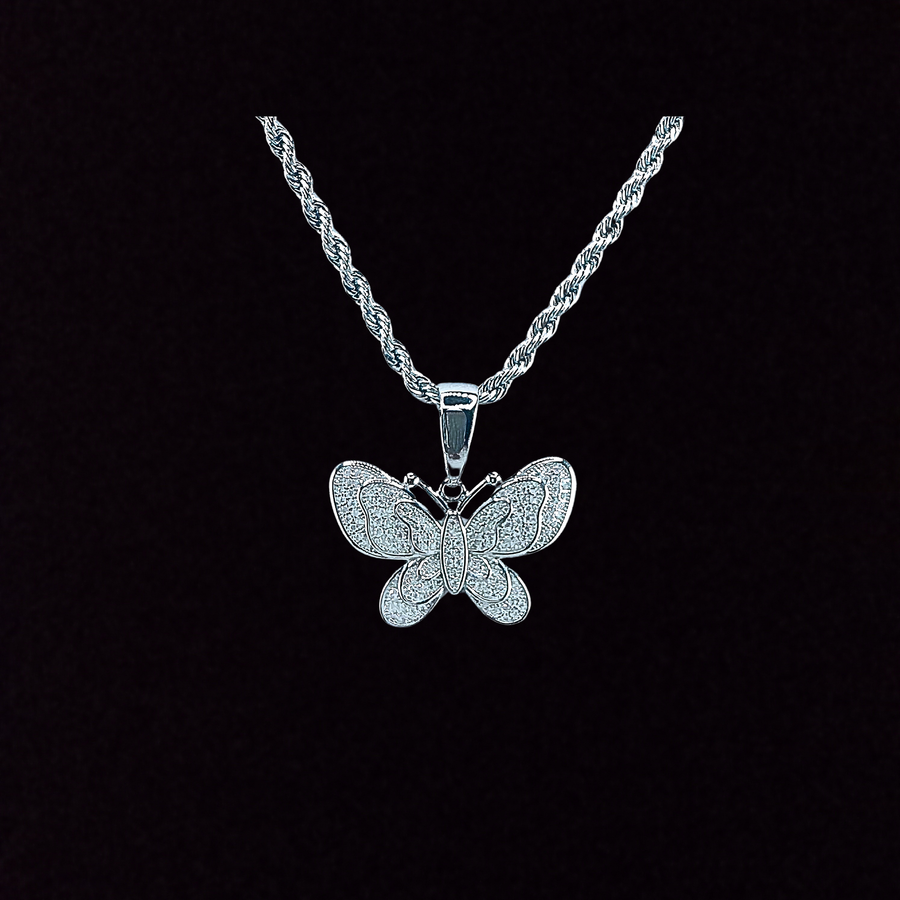 Moissanite in 925 Sterling Silver Butterfly Pendant