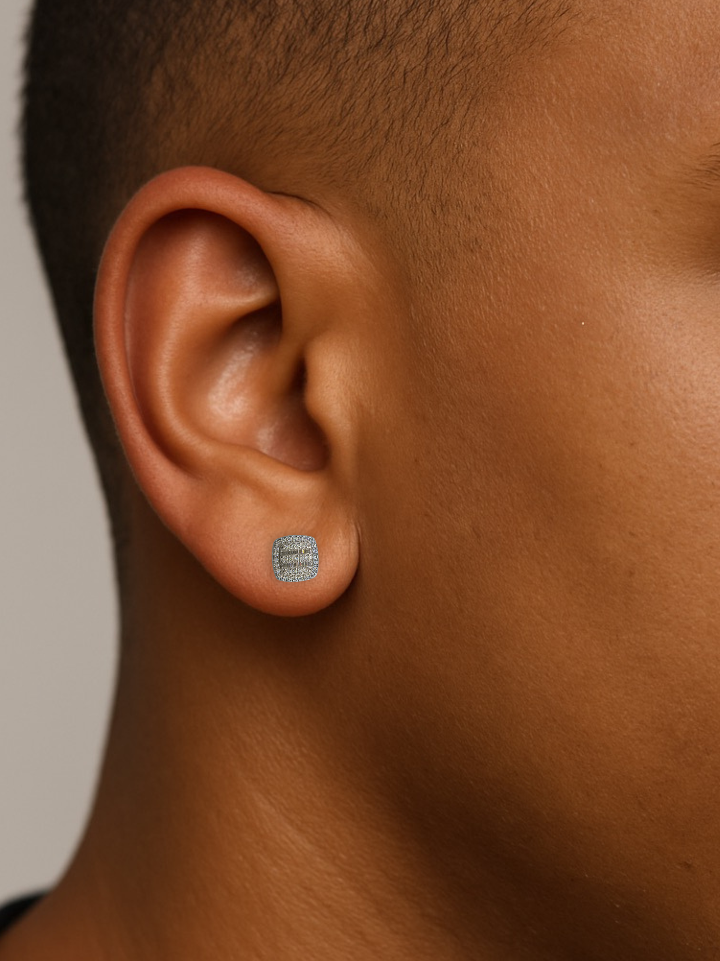 Moissanite in 18K White Gold Over Sterling Silver Square Stud Earrings