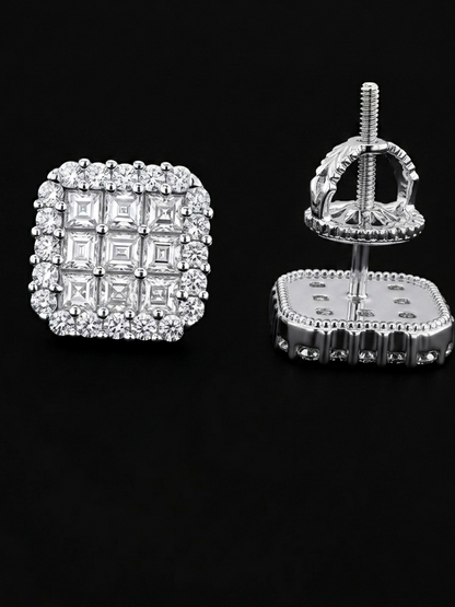 Square Princess Cut Moissanite Earrings