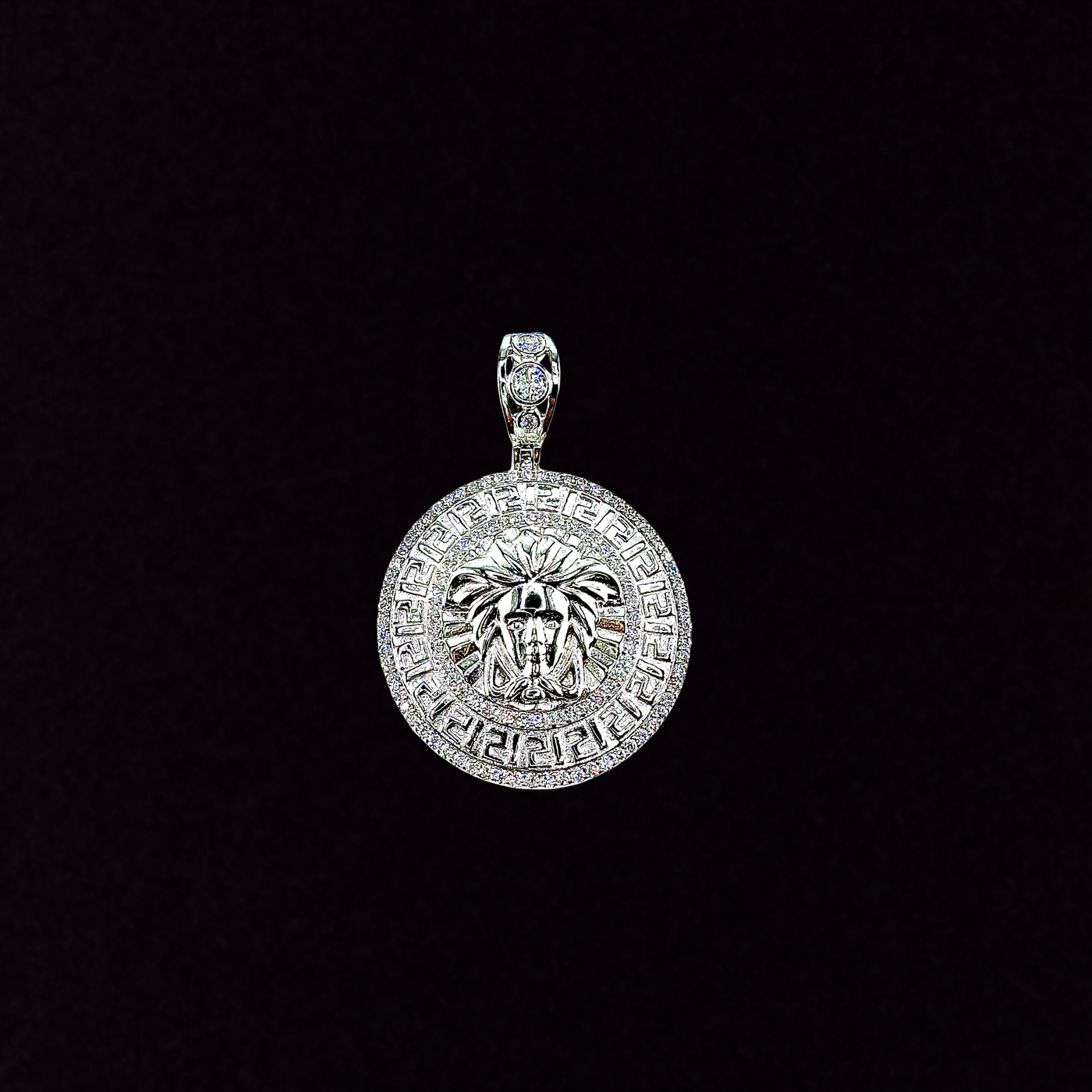 Moissanite in 925 Sterling Silver Medusa Head Pendant