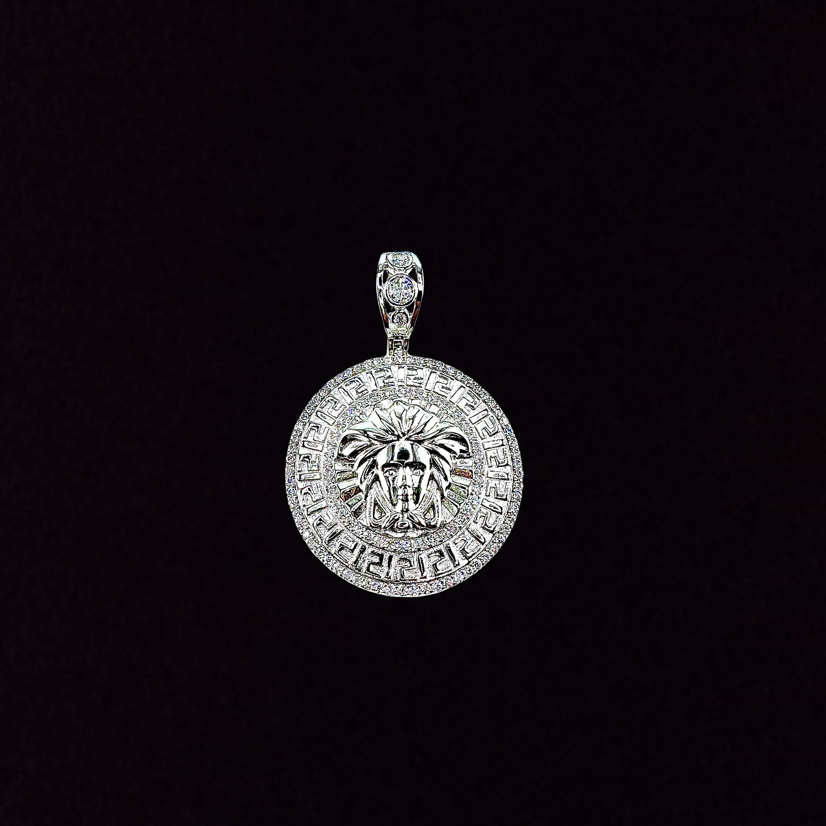 Moissanite in 925 Sterling Silver Medusa Head Pendant