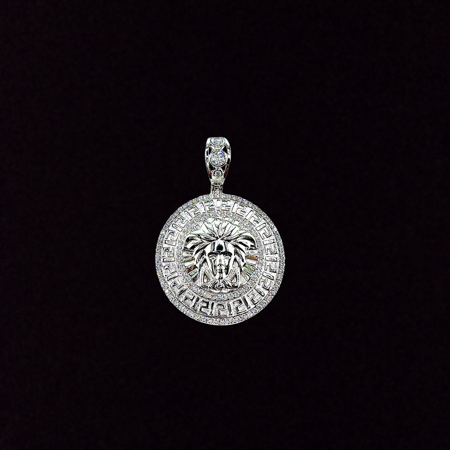 Moissanite in 925 Sterling Silver Medusa Head Pendant