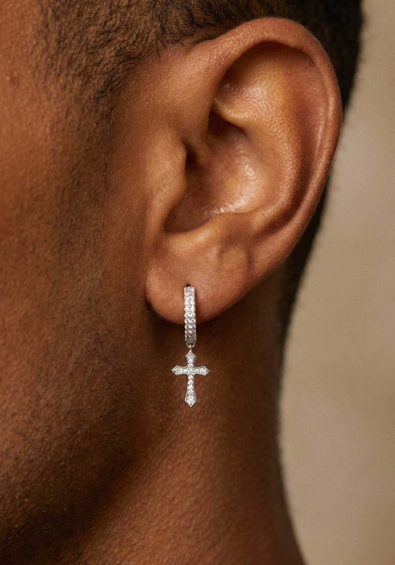 Moissanite Cross Hoop Earrings