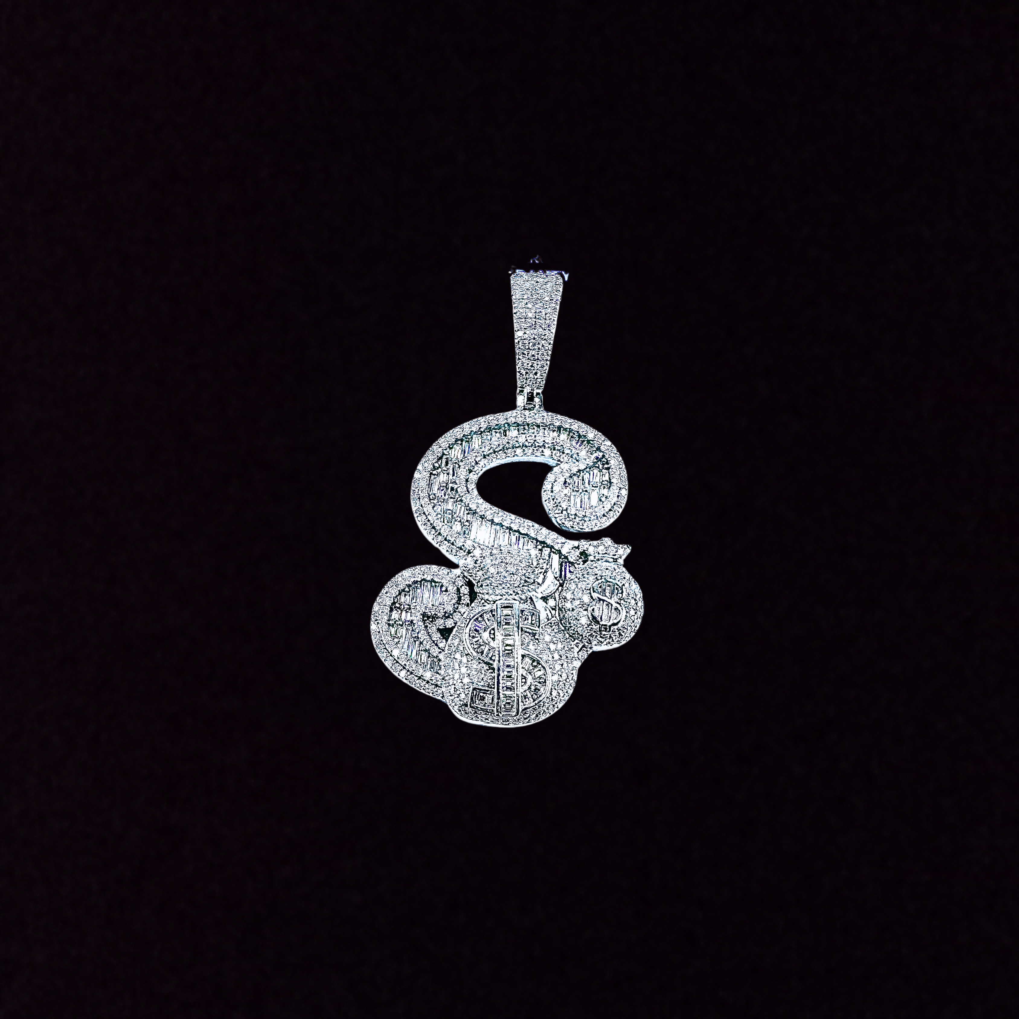 Moissanite in 925 Sterling Silver Dollar Sign Pendant
