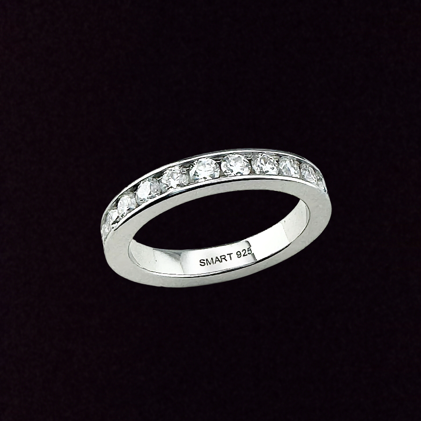 Moissanite in 925 Sterling Silver 3MM Eternity Ring