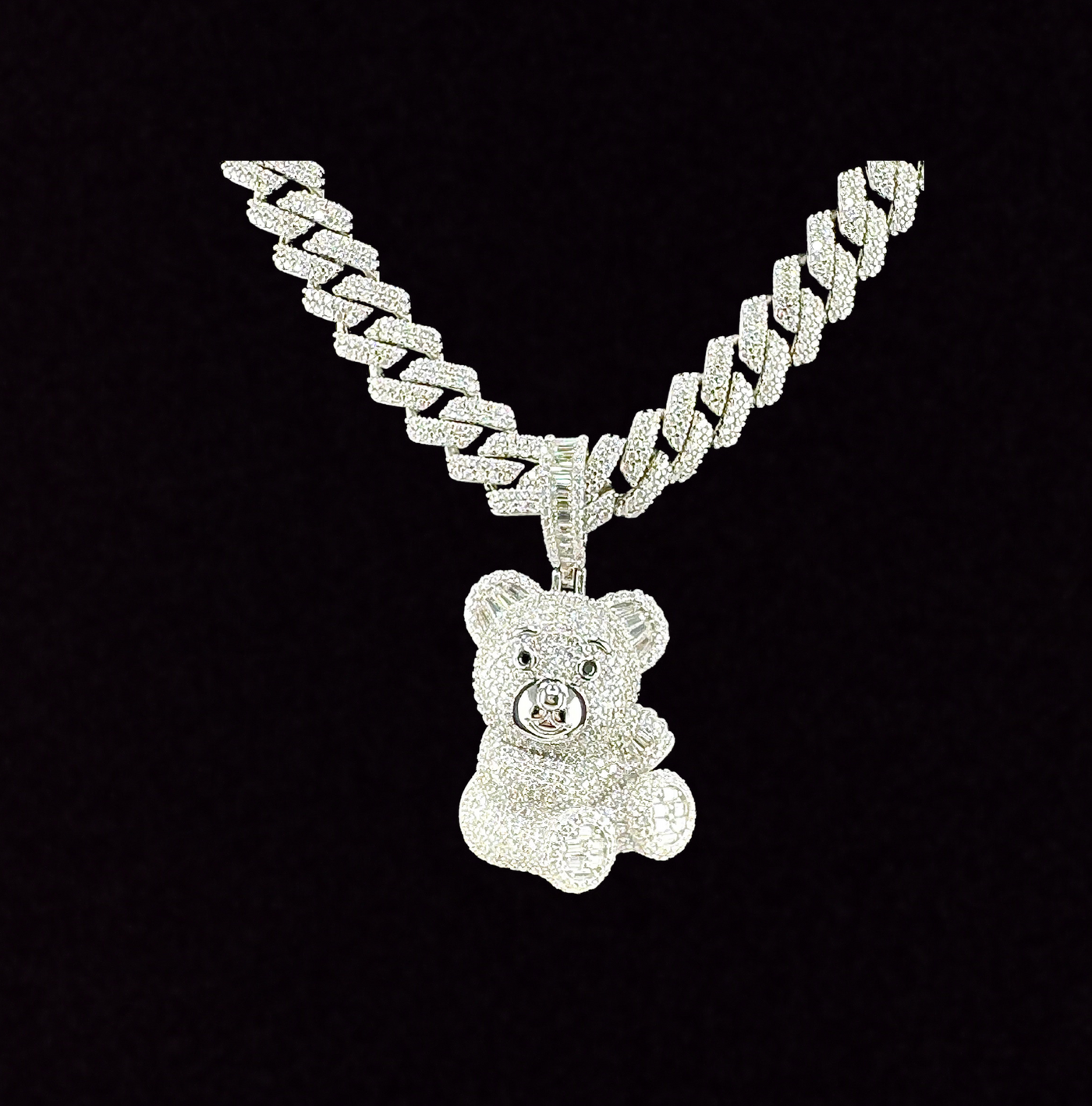 Moissanite in 925 Sterling Silver Bear Pendant