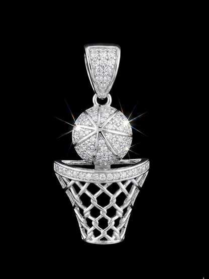 Iced Out Moissanite Basketball Pendant