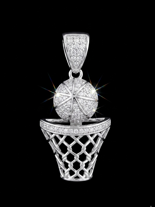 Iced Out Moissanite Basketball Pendant