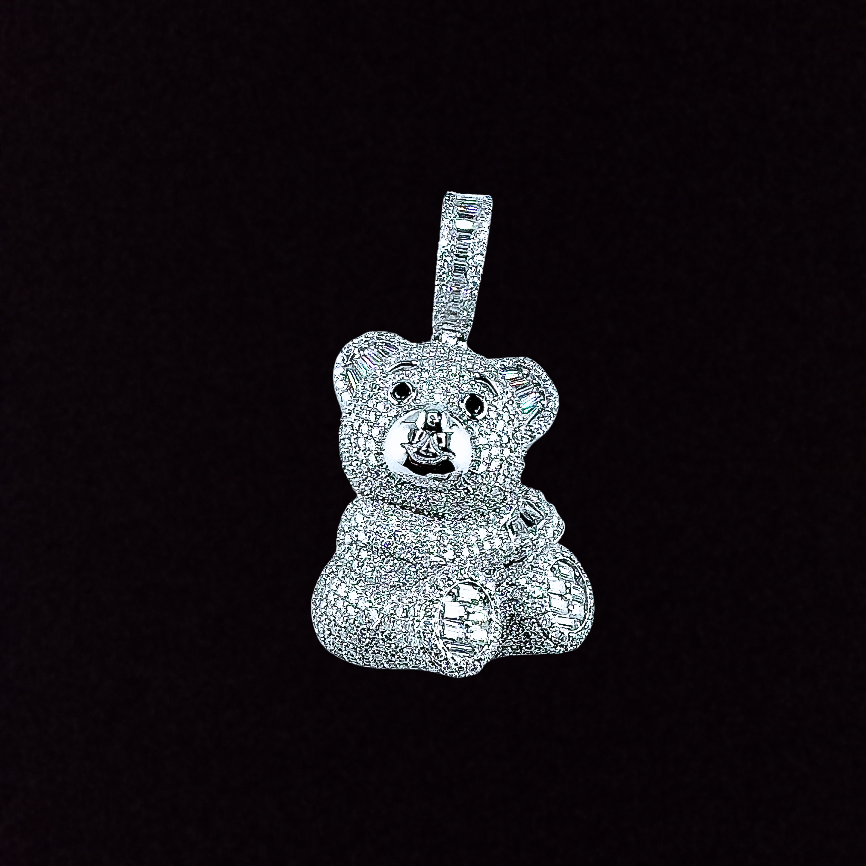 Moissanite in 925 Sterling Silver Bear Pendant