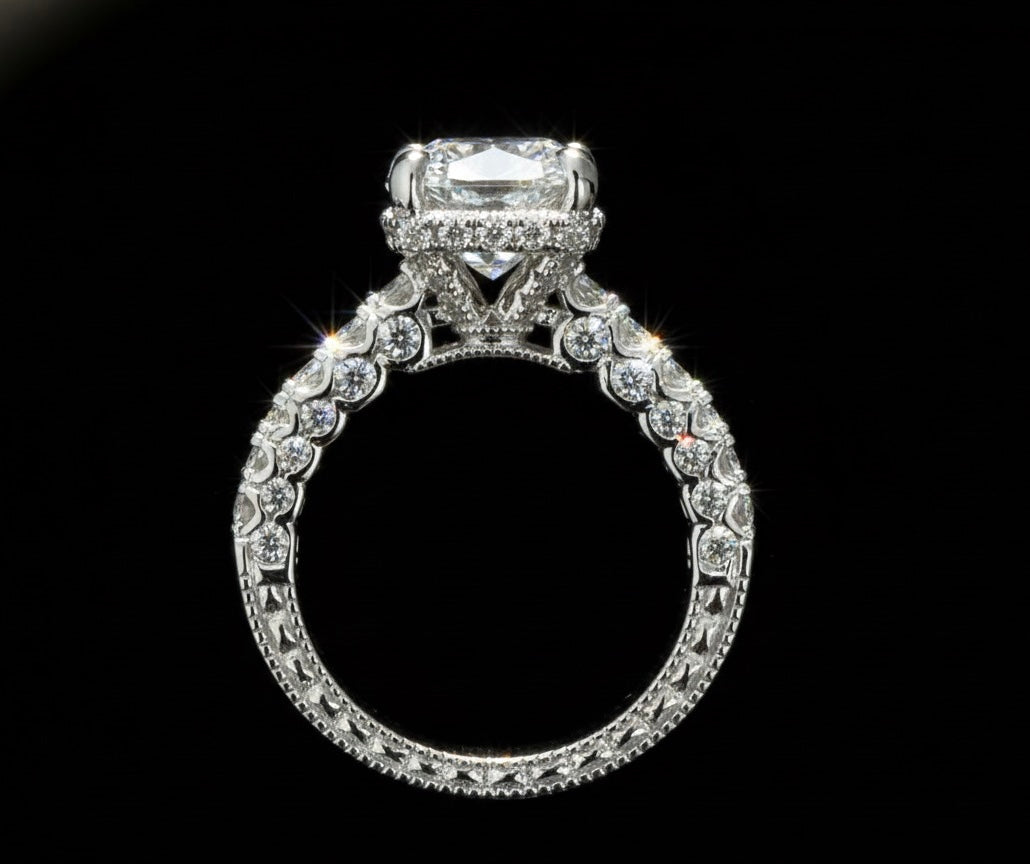 3.5ct Moissanite Iced Out Halo Wedding/Promise Ring