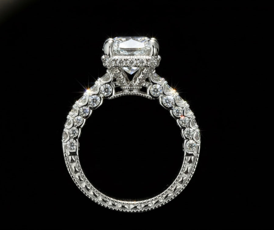 3.5ct Moissanite Iced Out Halo Wedding/Promise Ring
