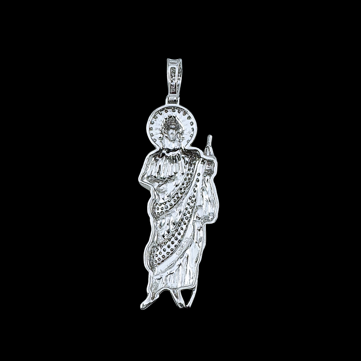 Moissanite 18K White Gold Over Sterling Silver Saint Jude Pendant