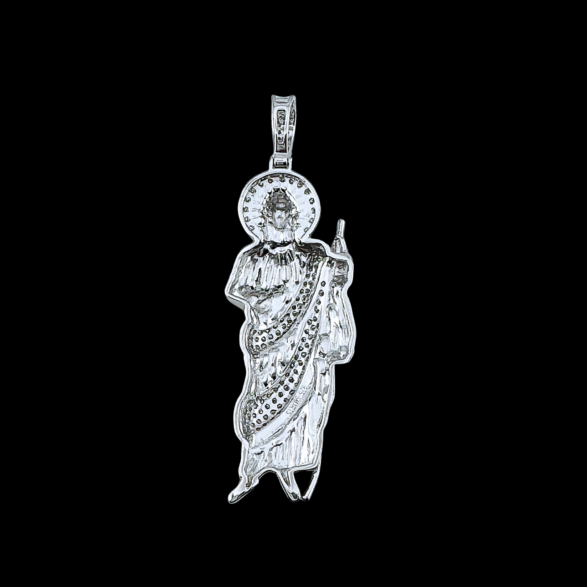 Moissanite 18K White Gold Over Sterling Silver Saint Jude Pendant