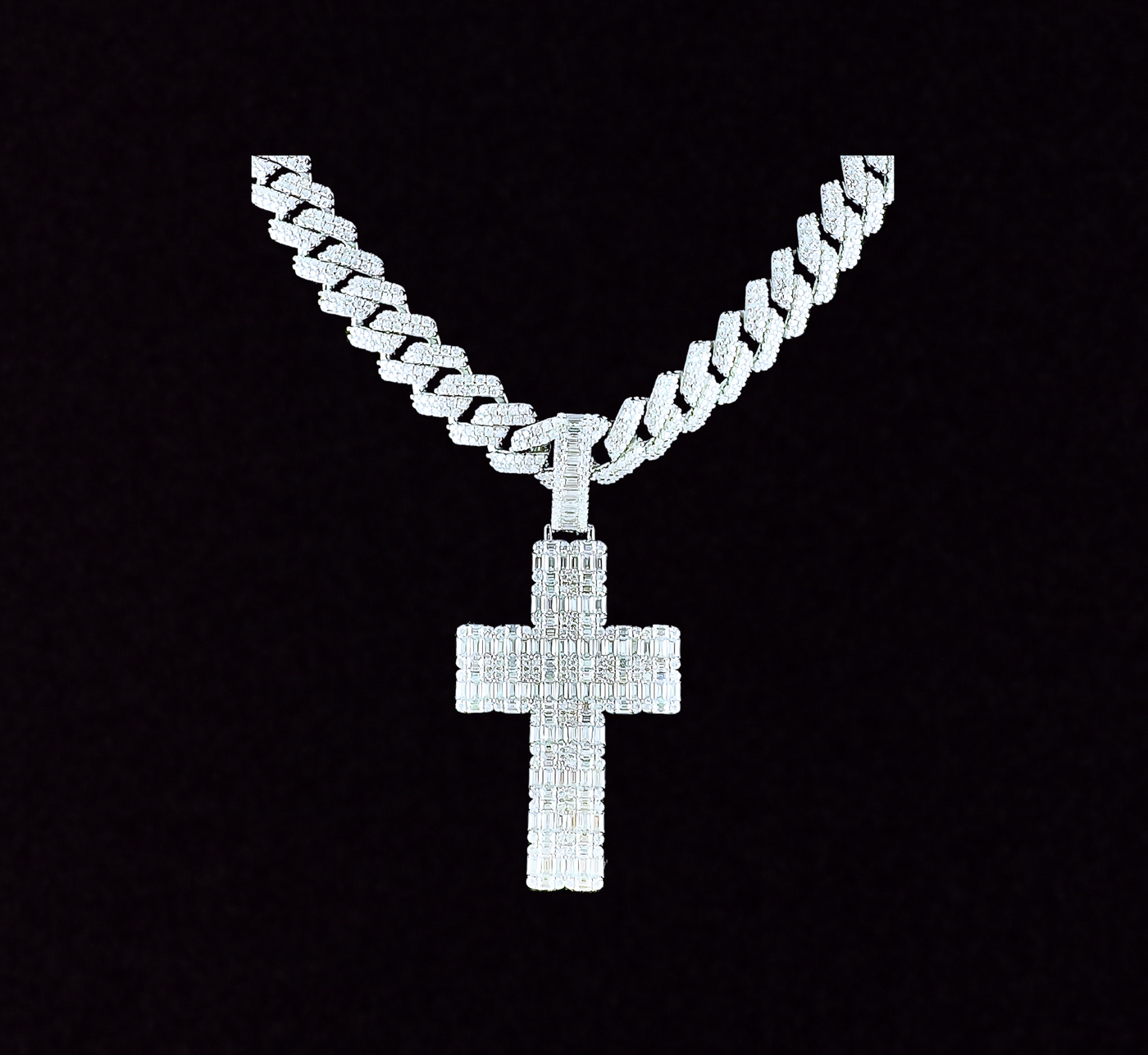 925 Sterling Silver and Moissanite Cross Pendant