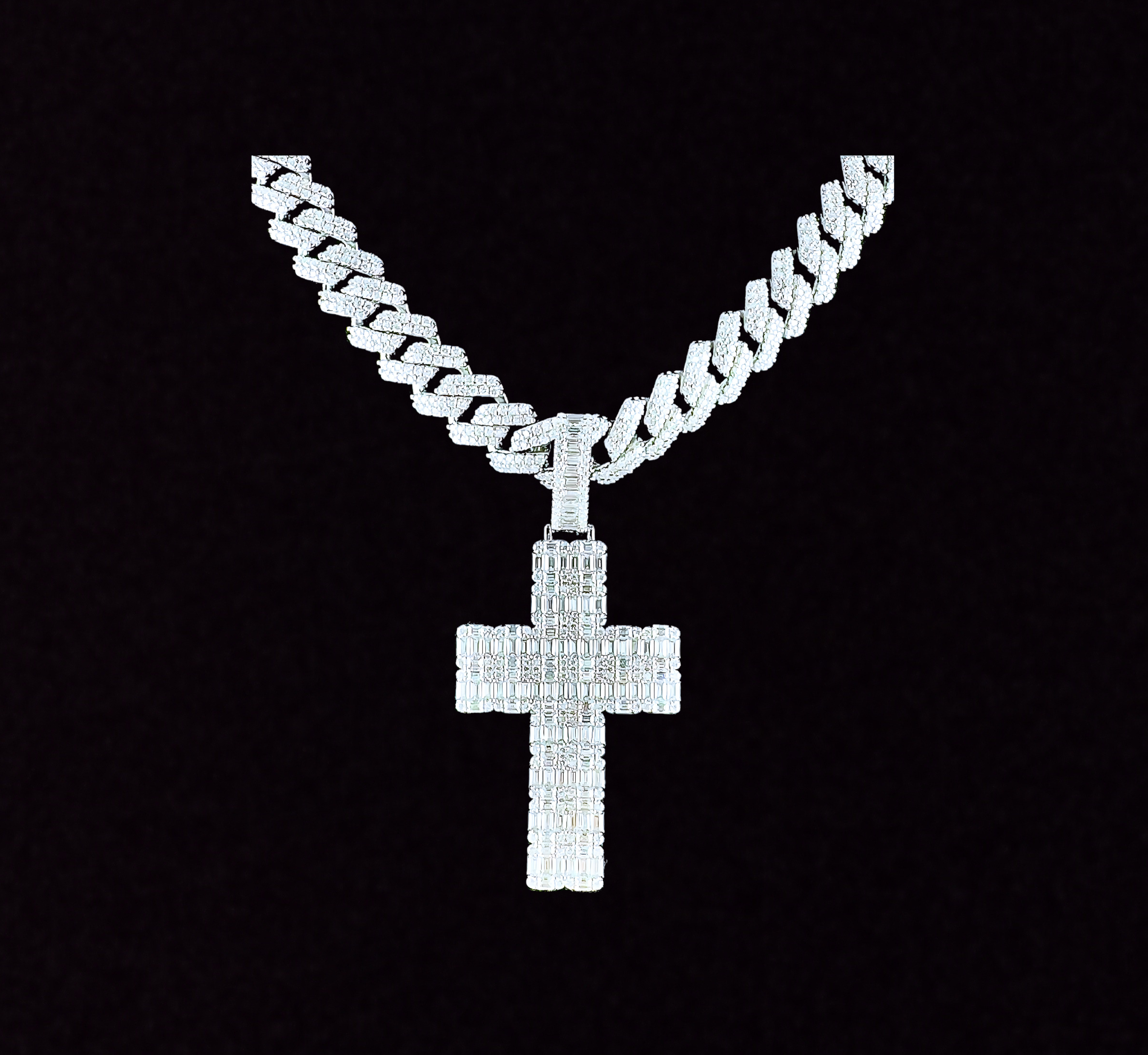 925 Sterling Silver and Moissanite Cross Pendant