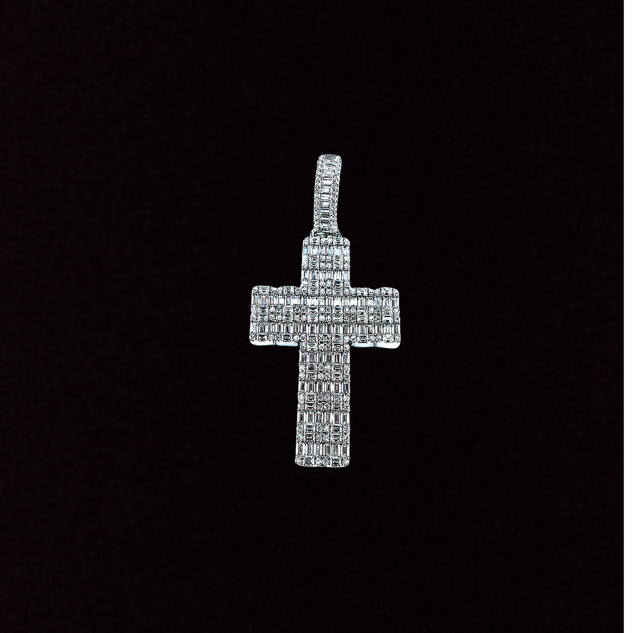 925 Sterling Silver and Moissanite Cross Pendant