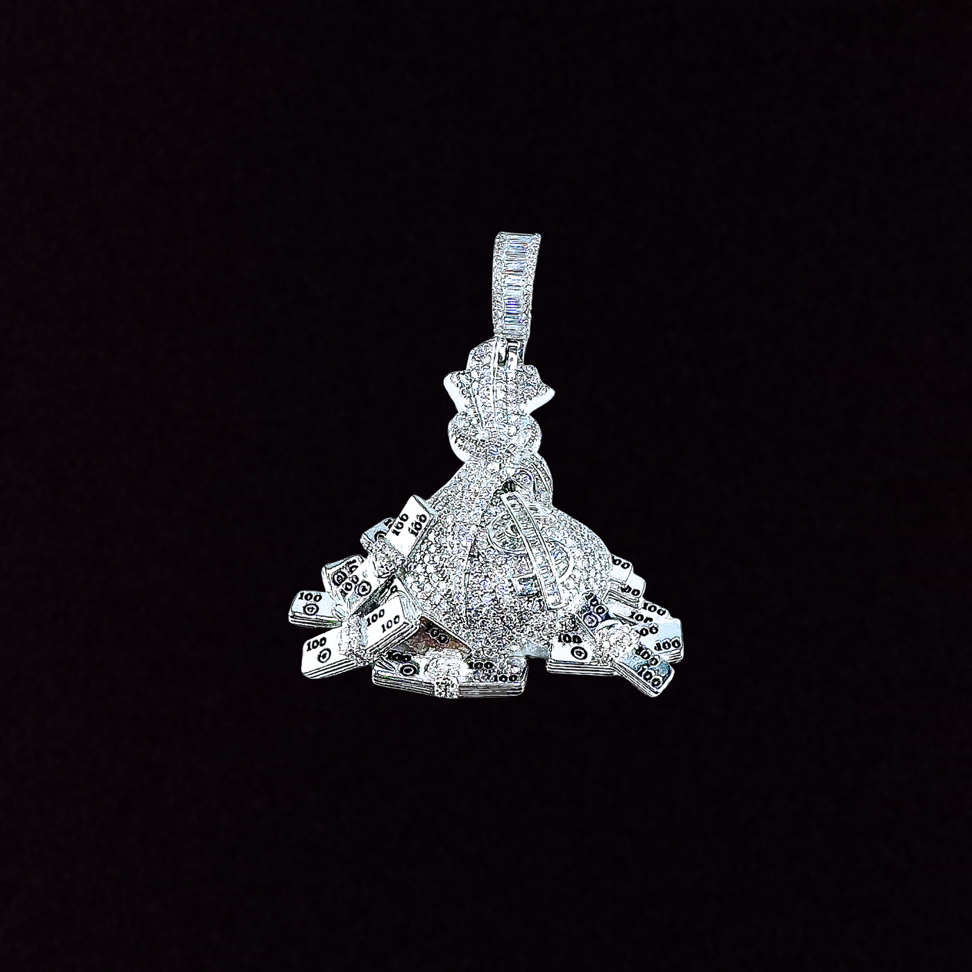Moissanite in 925 Sterling Silver Money Bag Pendant