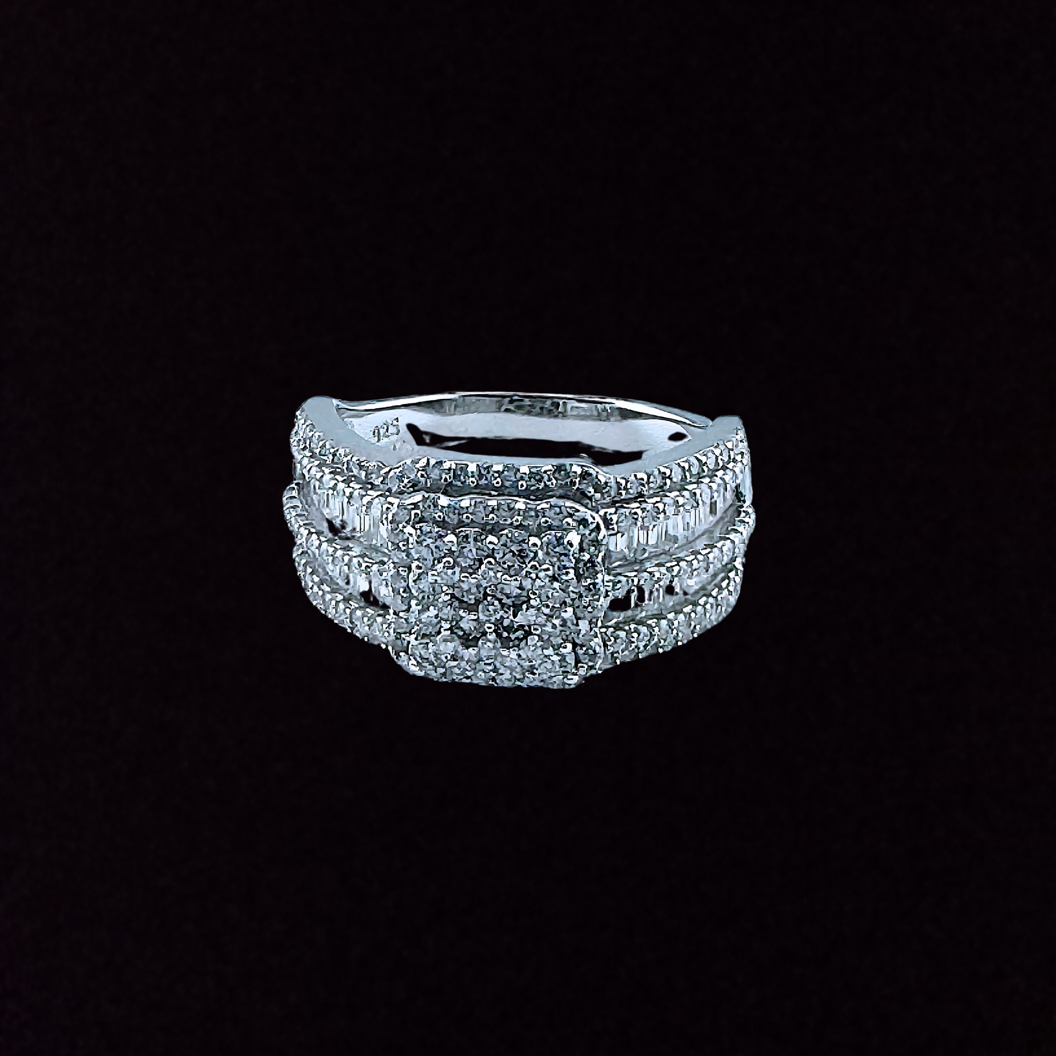 Moissanite in 925 Sterling Square Silver Ring