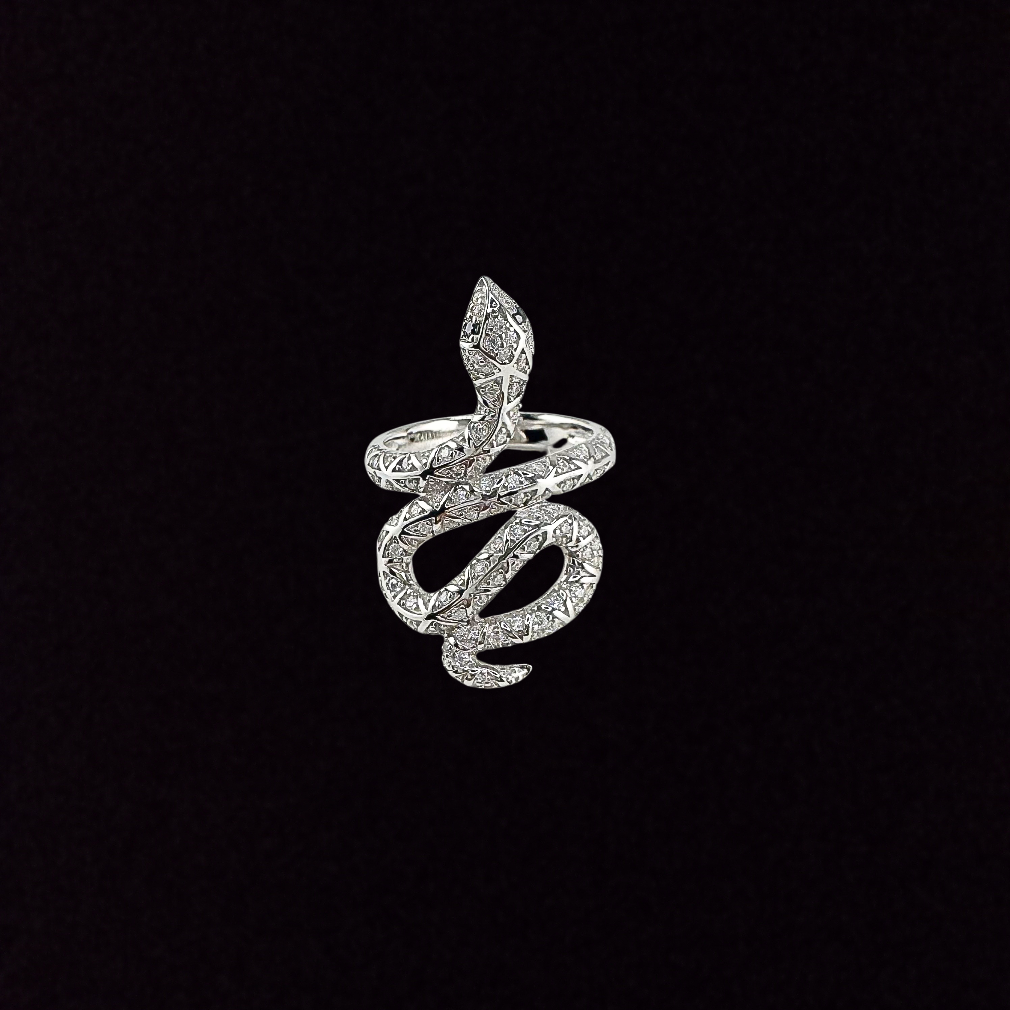 Moissanite in 925 Sterling Silver Snake Ring