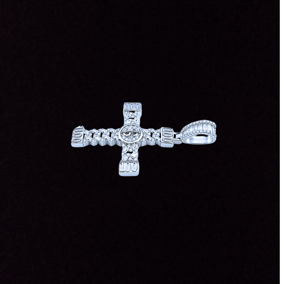 Moissanite in 925 Sterling Silver Cross Pendant