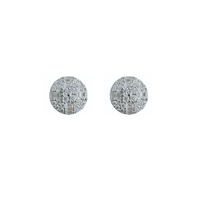 Moissanite and 925 Sterling Silver Circle Round Stud Earrings