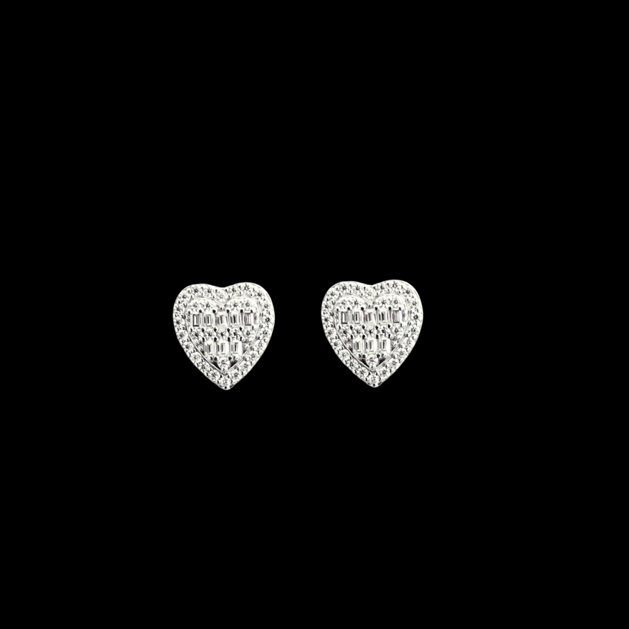 925 sterling Silver and Moissanite Heart Earrings