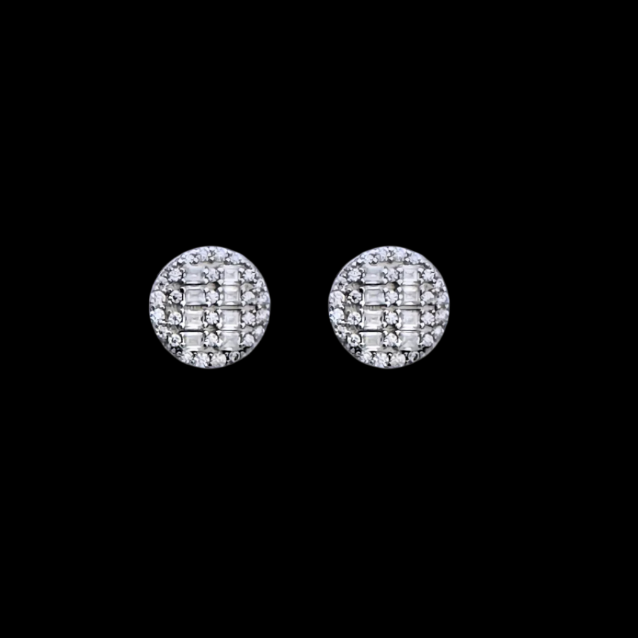 Moissanite and 925 Sterling Silver Circle Round Stud Earrings