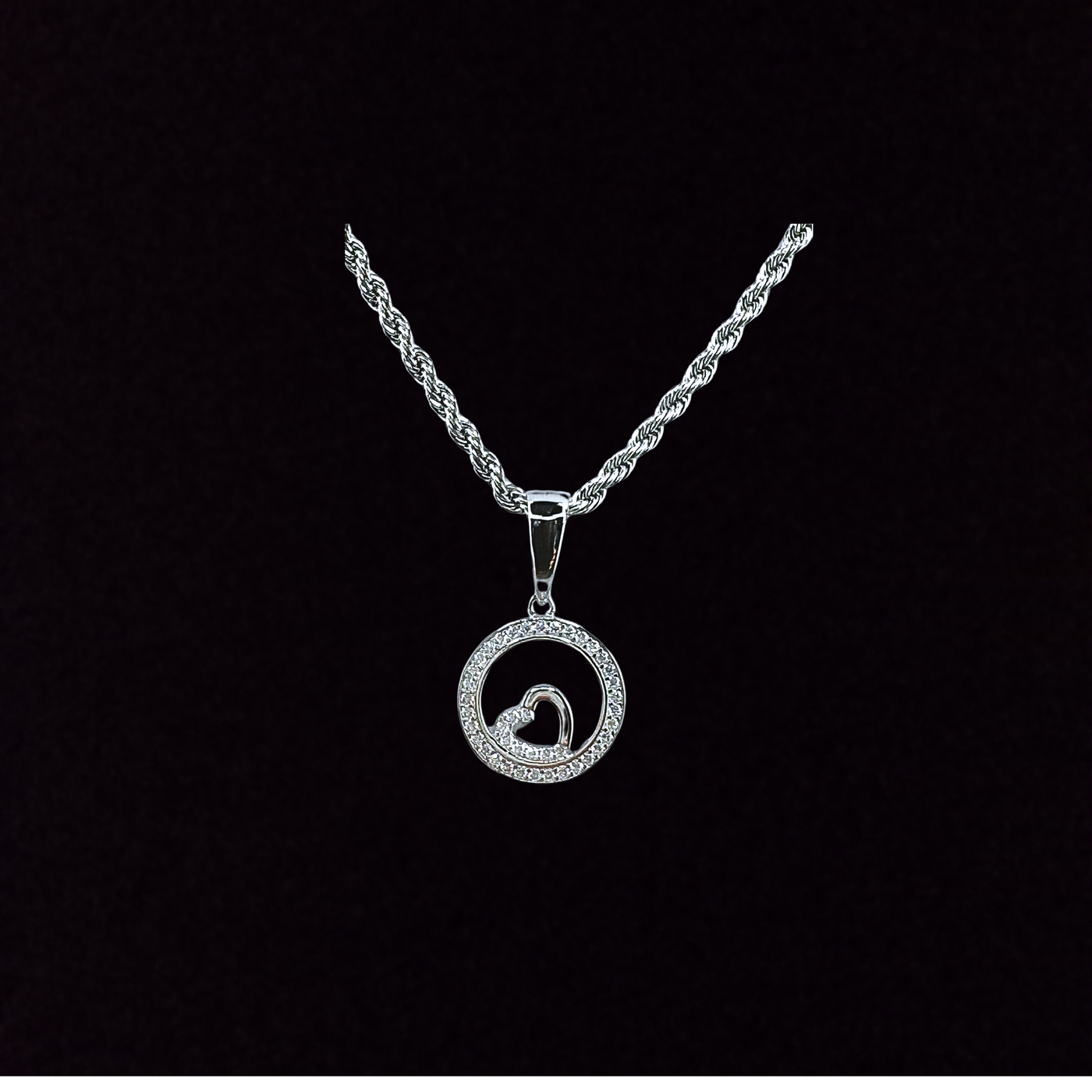 Moissanite in 925 Sterling Silver Heart Pendant