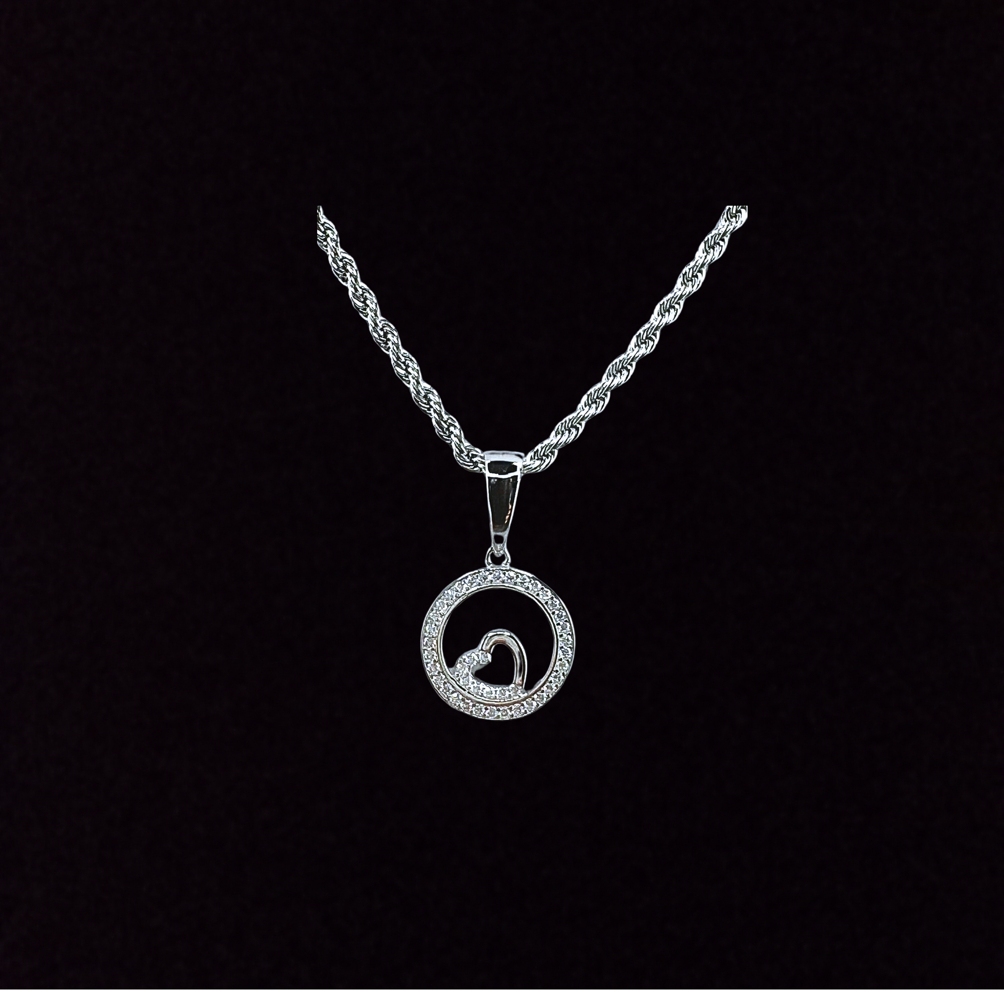 Moissanite in 925 Sterling Silver Heart Pendant
