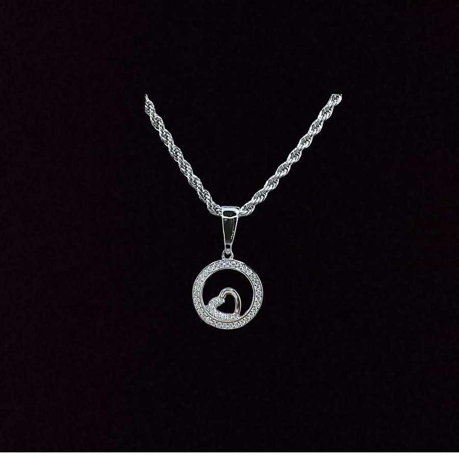 Moissanite in 925 Sterling Silver Heart Pendant