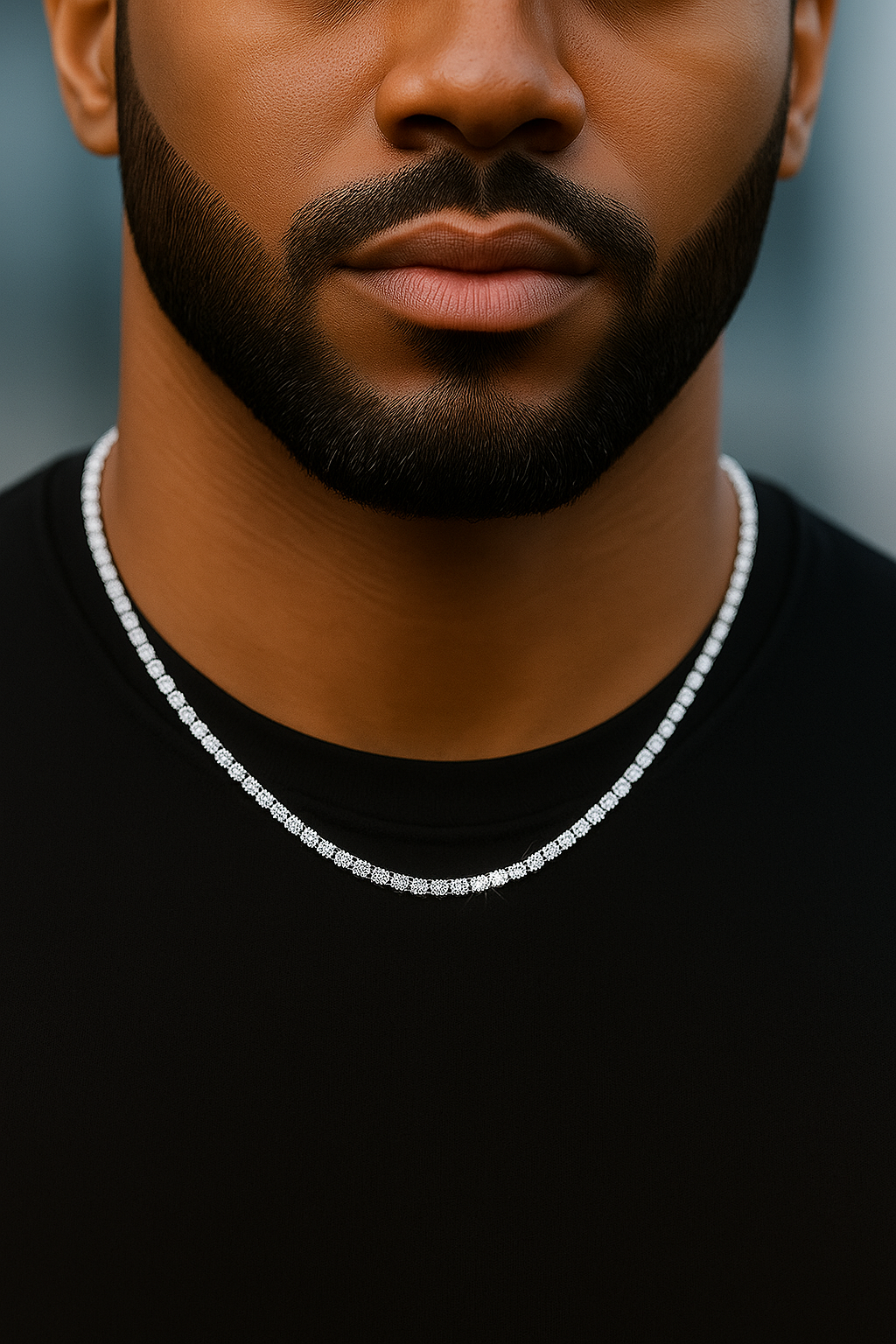 Moissanite in 18K White Gold Over Sterling Silver 3MM Tennis Chain Necklace