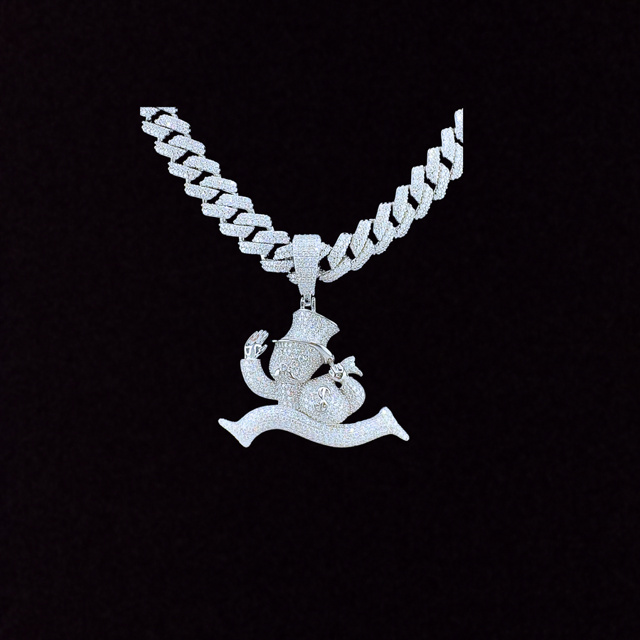 Moissanite in 925 Sterling Silver Monopoly Man Pendant